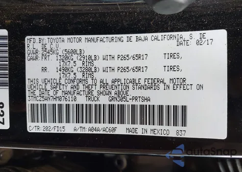 2017 Toyota Tacoma Trd Sport z USA, uszkodzony, nr VIN 3TMCZ5AN7HM076110